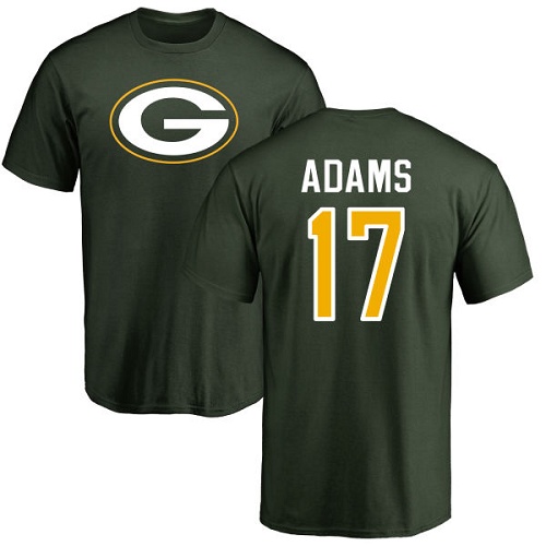 Men Green Bay Packers Green #17 Adams Davante Name And Number Logo Nike NFL T Shirt->green bay packers->NFL Jersey